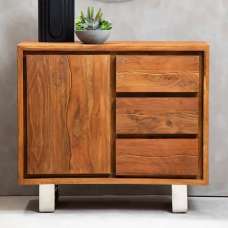 Spooner Wooden Sideboard With 1 Door 3 Drawers In Brown - UK