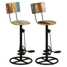 Stacy Multicolour Solid Reclaimed Wooden Bar Stools In A Pair - UK