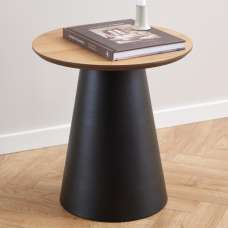 Stanford Small Wooden Coffee Table With Black Base In Matt Oak - UK