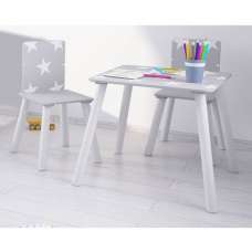Stars Design Kids Square Table With 2 Chairs In Grey And White - UK