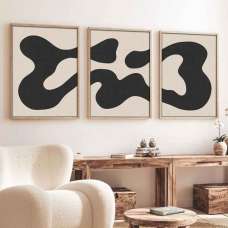 Stillform Wooden 30x40cm Fluidity Art Frame Set of 3 in Black and White - UK