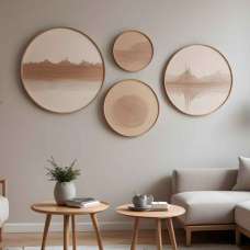 Stillform Wooden Rounds Ethereal Echoes Art of Frame Set of 4 in Multicolour - UK