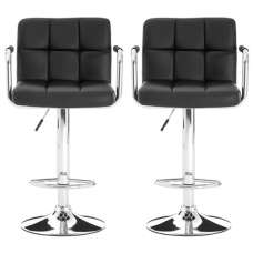 Stocam Black Faux Leather Bar Chairs With Chrome Base In A Pair - UK