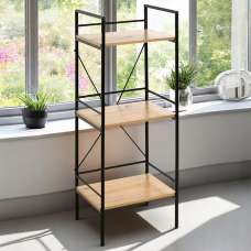 Stockton Wooden Shelving Unit With 3 Shelves In Oak Black - UK