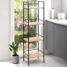 Stockton Wooden Shelving Unit With 4 Shelves In Oak Black - UK