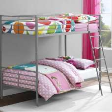 Streatham Metal Single Bunk Bed In Silver Grey - UK