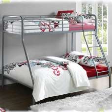 Burg Metal Children Double Bunk Bed In Silver Grey - UK
