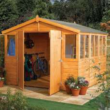 Stroden Wooden Garden Apex Workshop In Honey Brown 9x18 - UK