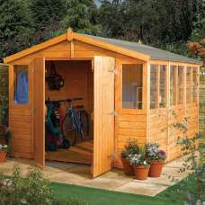 Stroden Wooden Garden Apex Workshop In Honey Brown 9x6 - UK