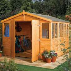 Stroden Wooden Garden Apex Workshop In Honey Brown 9x9 - UK