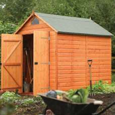 Stroden Wooden Garden Security Apex Shed In Honey Brown 8x6 - UK