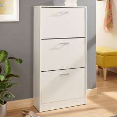 Strood Wooden Shoe Storage Cabinet With 3 Flap Doors In White - UK
