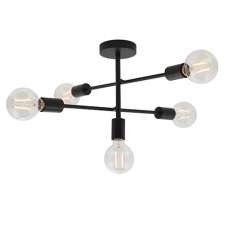 Studio 5 Lights Semi Flush Ceiling Light In Matt Black - UK