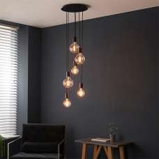 Studio 6 Lights Round Ceiling Pendant Light In Matt Black - UK
