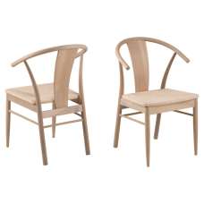 Sturgis Off White Oak Wooden Dining Chairs In Pair - UK