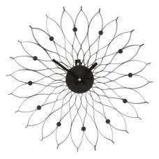 Styria Contemporary Floral Design Wall Clock In Black - UK
