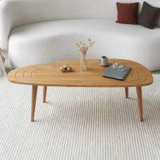 Suelo Oval Beech Wood Coffee Table in Teak - UK
