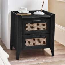 Sumter Wooden Bedside Cabinet With 2 Drawers In Black Ash And Oak - UK