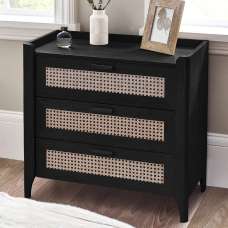 Sumter Wooden Chest Of 3 Drawers In Black Ash And Oak - UK