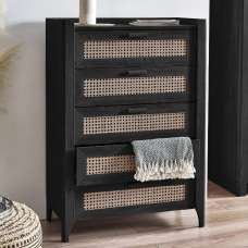 Sumter Wooden Chest Of 5 Drawers In Black Ash And Oak - UK