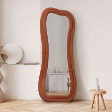 Sun Glass Cheval Mirror with Tile Red Wooden Frame - UK