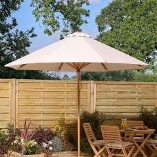 Serenity Polyester Fabric 2.7m Parasol with Wooden Pole in Natural - UK