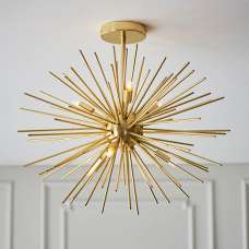 Surrey 6 Lights Semi-Flush Ceiling Light In Satin Brass - UK
