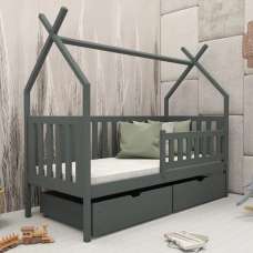 Suva Storage Wooden Single Bed In Graphite With Bonnell Mattress - UK