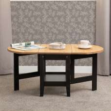 Suva Wooden Drop Leaf Coffee Table In Waxed Pine And Black - UK