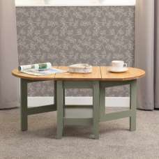 Suva Wooden Drop Leaf Coffee Table In Waxed Pine And Green - UK