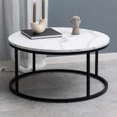 Suva Wooden Round Coffee Table In White Granada - UK
