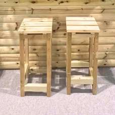 Swanzey Natural Wooden Garden Bar Stools In Pair - UK
