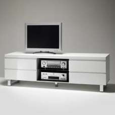 Sydney High Gloss TV Stand In White With 4 Drawers - UK