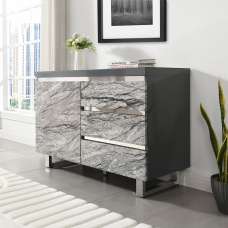Melange Sydney Small Sideboard With 1 Door 3 Drawer In Grey - UK