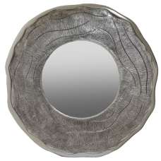 Sylva Large Round Wall Bedroom Mirror In Silver Metal Frame - UK