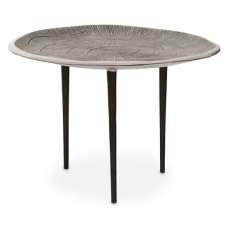 Sylva Round Metal Coffee Table With Black Legs In Silver - UK