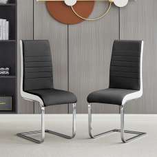 Symphony Black And White Faux Leather Dining Chairs In Pair - UK