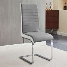 Symphony Faux Leather Dining Chair In Grey And White - UK