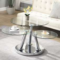 Synchro Clear Glass Coffee Table With Chrome Base - UK