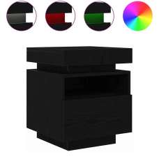 Syracuse Wooden Bedside Cabinet With 1 Drawer And LED - Black Oak - UK