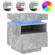Syracuse Wooden Bedside Cabinet With 1 Drawer And LED - Concrete Grey - UK