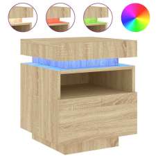 Syracuse Wooden Bedside Cabinet With 1 Drawer And LED - Sonoma Oak - UK