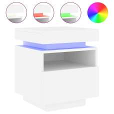 Syracuse Wooden Bedside Cabinet With 1 Drawer And LED - White - UK