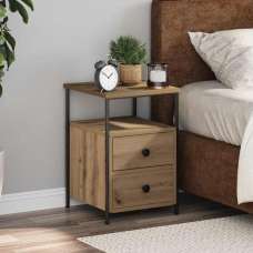 Syracuse Wooden Bedside Cabinet With 2 Drawers - Artisan Oak - UK