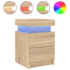 Syracuse Wooden Bedside Cabinet With 2 Drawers And LED - Sonoma Oak - UK