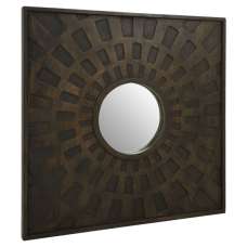 Syria Square Wall Bedroom Mirror In Brown Wooden Frame - UK