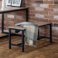 Tacita Wooden Dining Bench With Metal Frame In Sonoma Oak - UK