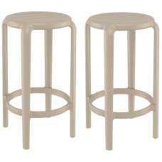 Tacoma Taupe 65cm Polypropylene Stools In Pair - UK