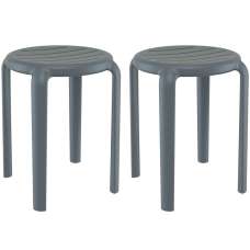 Tacoma Dark Grey 45cm Polypropylene Stools In Pair - UK