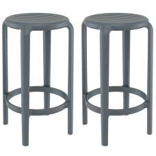 Tacoma Dark Grey 65cm Polypropylene Stools In Pair - UK